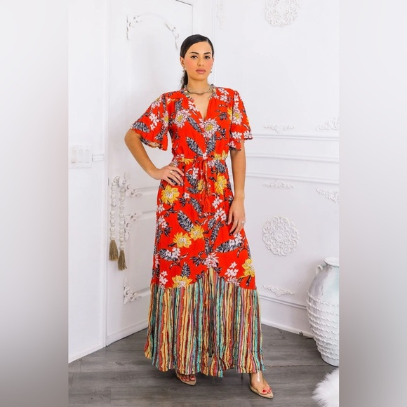 Floral Red Maxi Dress - Picture 2 of 5